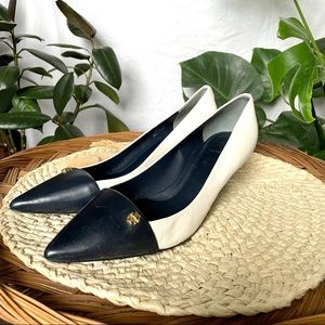 TORY BURCH || Crawford Colorblock Pointy Pump Navy & Ivory